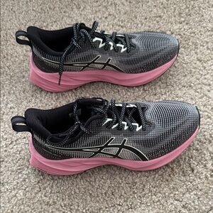 Asics Black and Pink Athletic Shoes with Cushioned Midsole